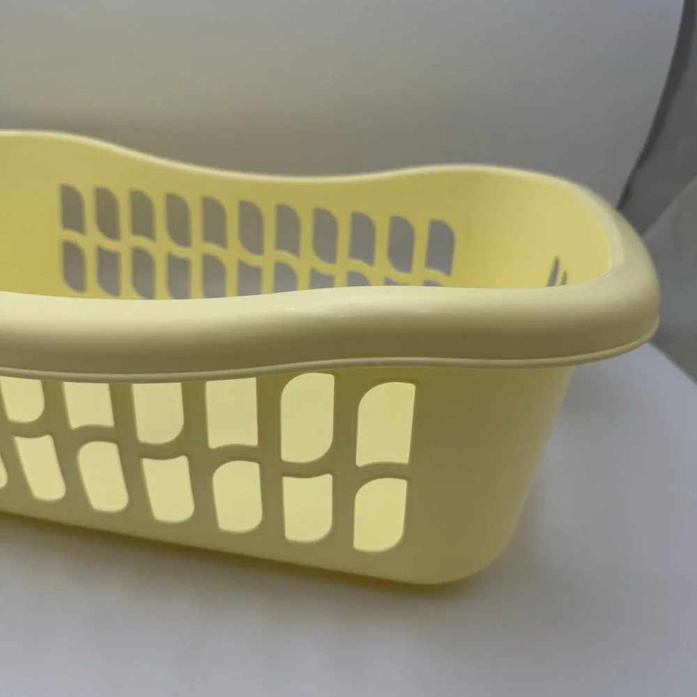 Yellow Laundry‎ Basket Handles Sturdy Prop Shallow Butter Yellow